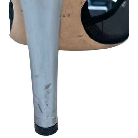 Reed Krakoff Black Mesh & Silver Leather Heels W/ Feathers Size 6.5 EU Size 37.5 - Picture 11 of 15